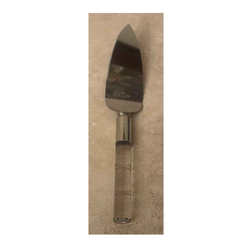Stainless Steel Cake Server with Clear Acrylic Handle, Glossy Finish, 11 Inch